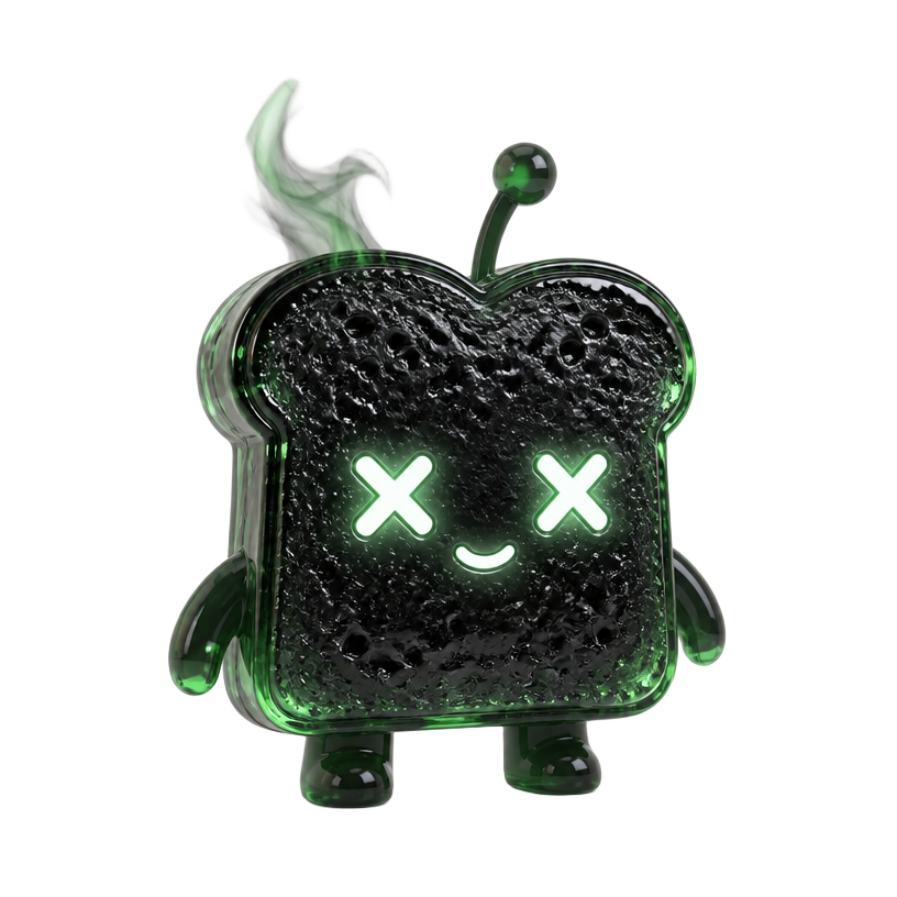 Absolutely Burnt Bread glass mascot