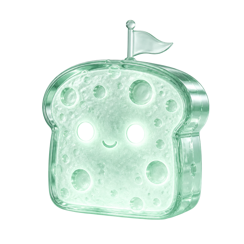 Moon Bread glass mascot